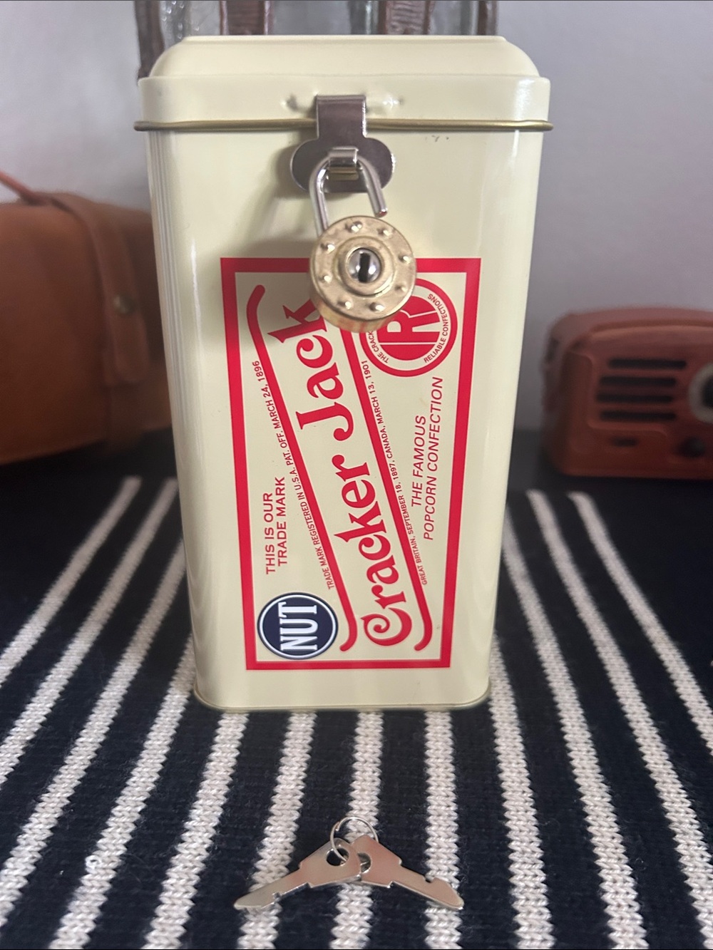 2001 Cracker Jack Nut
Popcorn Tin Metal Bank
